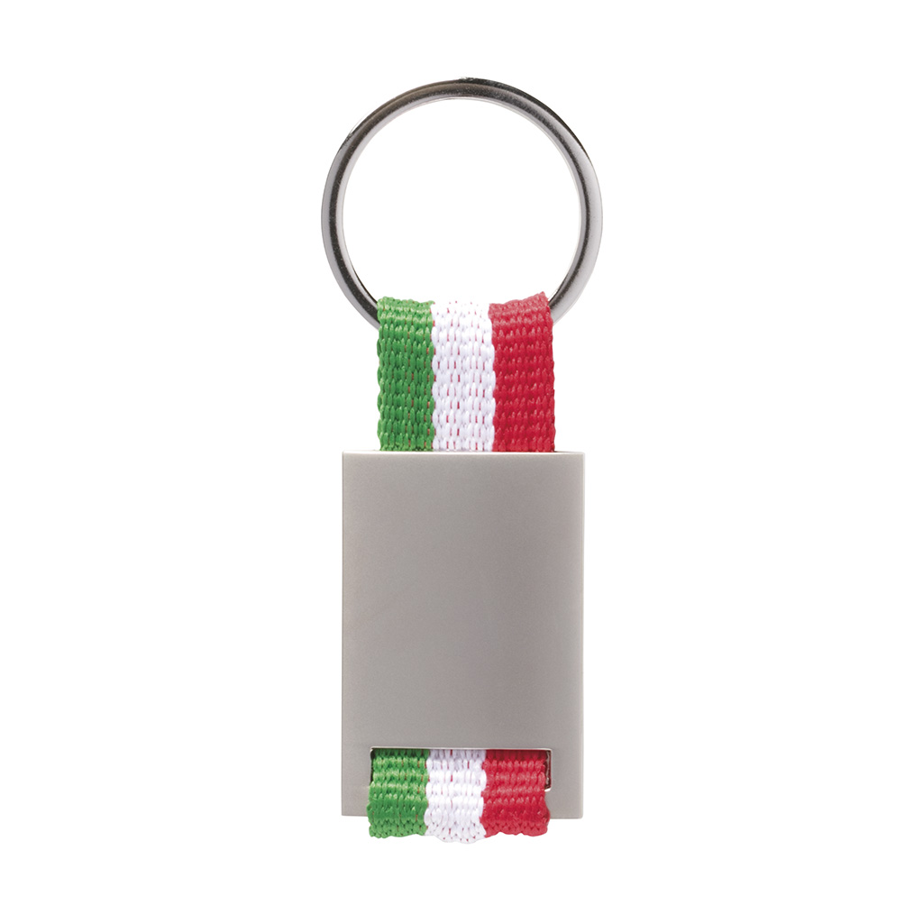 PORTACHIAVI CON TRICOLORE ITALIANO IN METALLO E POLIESTERE 