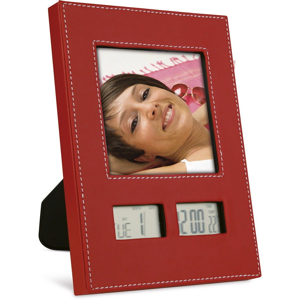 * OROLOGIO LCD CON PORTAFOTO IN PLASTICA E PU 