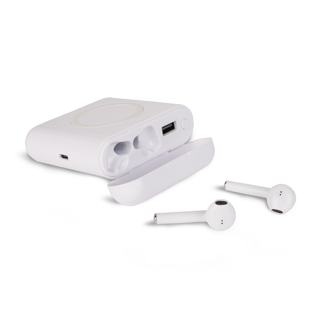 AURICOLARI BLUETOOTH CON CARICATORE USB E WIRELESS IN PLASTICA 