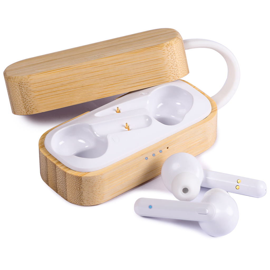 AURICOLARI BLUETOOTH TWS IN BAMBÙ E PLASTICA 