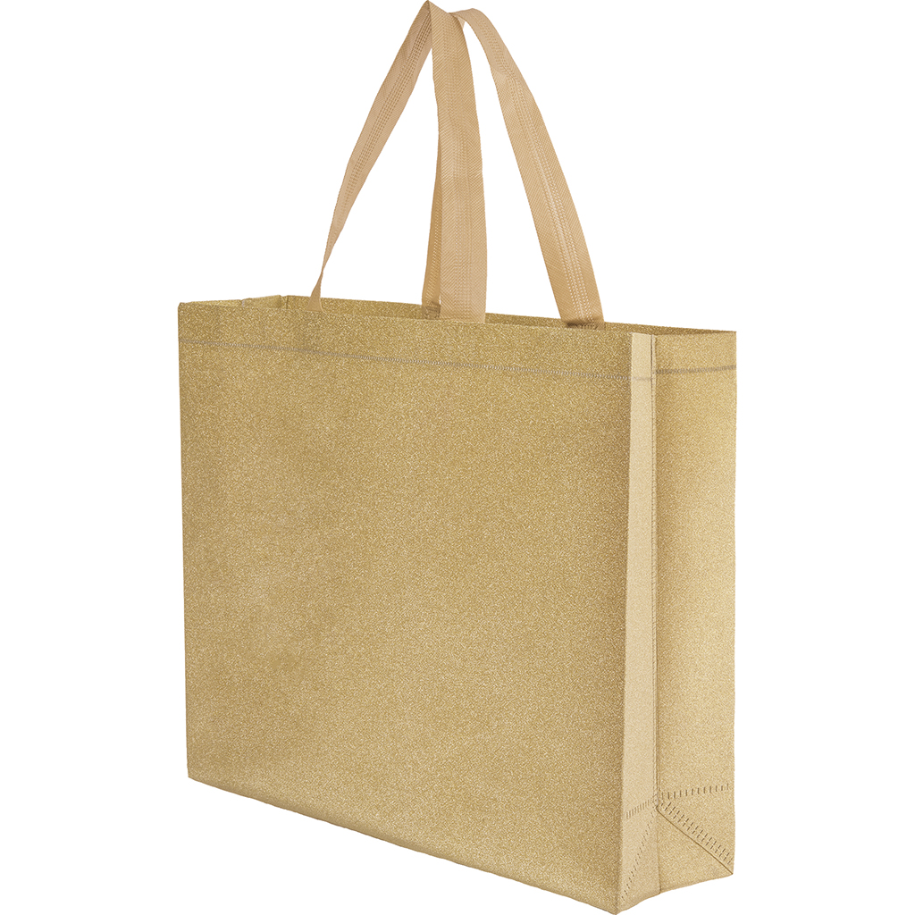 * BORSA SHOPPER CON SOFFIETTO TERMOSALDATA IN TNT GLITTERATO (130 gr/mq) 