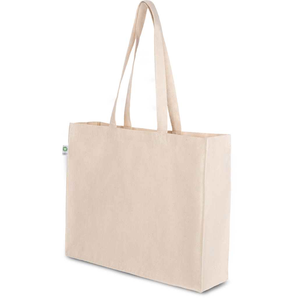 BORSA SHOPPER COLORE NATURAL IN COTONE CANVAS ORGANICO 100% (300 gr/mq) 