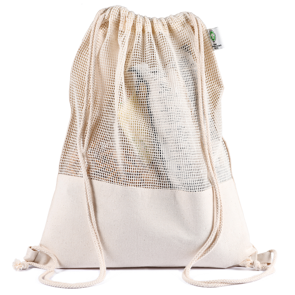 SACCA CON RETE IN COTONE ORGANICO (300 gr/mq) 