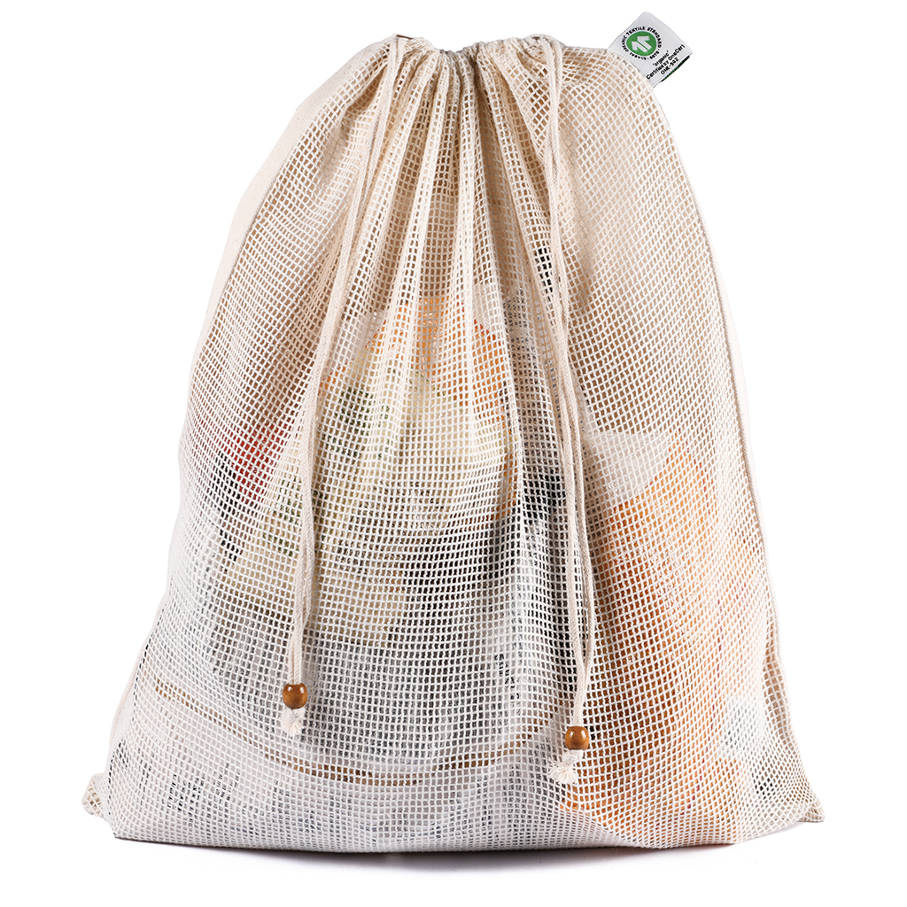 * SACCA GRANDE CON RETE IN COTONE ORGANICO (300 gr/mq) 