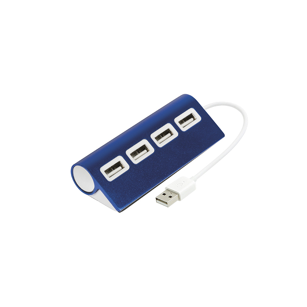CONNETTORE USB A 4 PORTE IN ALLUMINIO E PLASTICA 